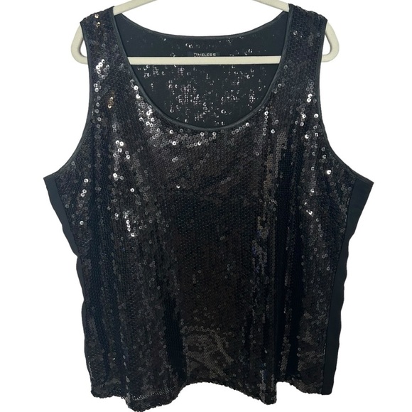 TIMELESS Naeem Khan Black Sequin Tank Top - Picture 1 of 9